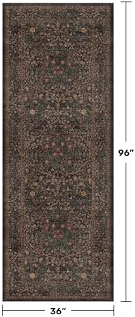 Vintage 8ft Long Runners for Hallways, Washable Dark Brown 3x8 Kitchen Runner Rug, Entryway Indoor Runner, Non Slip Boho Natural Floor Décor for High Traffic Area - Image 2
