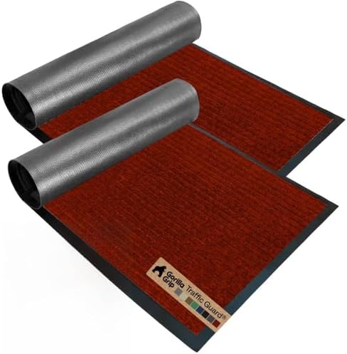 GORILLA GRIP Traffic Guard Indoor Outdoor Heavy Duty Door Mat, 35x23 Red by GorillaGrip