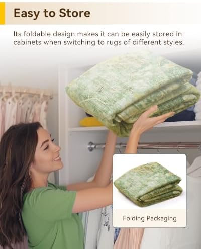 RELEANY Washable Area Rug, Runner 2'x7', Green/Yellow - Image 7