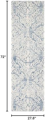 SAFAVIEH Blossom Collection 2' 3" x 6' Blue/Ivory BLM112M Handmade Premium Wool Entryway Foyer Living Room Bedroom Kitchen Runner Rug - Image 2
