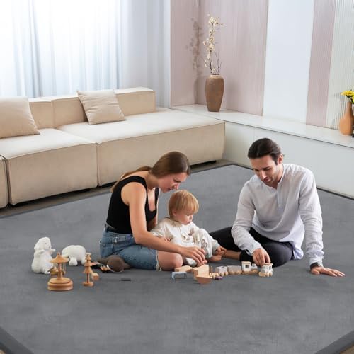 Baby Play Mat for Floor Nursery Rug Muscle Mat Area Rug Playroom Rug 50"x50" Playpen Mat Elastic Foam 1.3" Thick Crawling Mat for Babies,Toddlers, Infants, Kids,Grey - Image 3