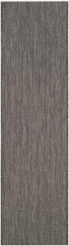 SAFAVIEH Outdoor Runner Rug 2'3"x8' - Courtyard Collection - Coastal Design, Black & Beige, Durable & Easy Cleaning, Ideal for Patio, Entryway, Mudroom, Backyard (CY8022-36621) - Image 2