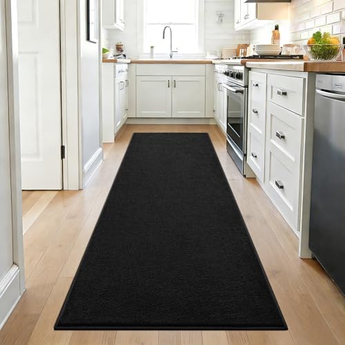 ISEAU 2x6 Soft Runner Rug for Hallway, Washable and Non-Slip, Black - Image 4