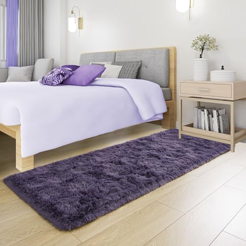 Tepook Purple Soft Runner Rugs for Bedroom 2x6 ft with Rubber Backing - Image 3