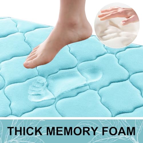 OLANLY Memory Foam Bath Mat Rug 30x20, Ultra Soft Bathroom Rugs, Sky Blue - Image 3