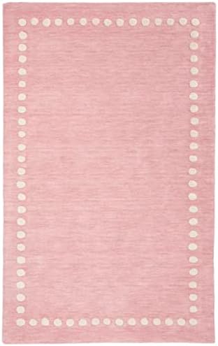 SAFAVIEH Kids Collection Area Rug - 5' x 8', Pink, Handmade Polka Dot Border Wool, Ideal for High Traffic Areas in Living Room, Bedroom (SFK802U) by Unknown