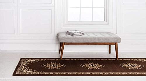 Unique Loom Reza Collection Traditional Persian Style Area Rug, 2 ft 7 in x 10 ft, Brown/Ivory - Image 4