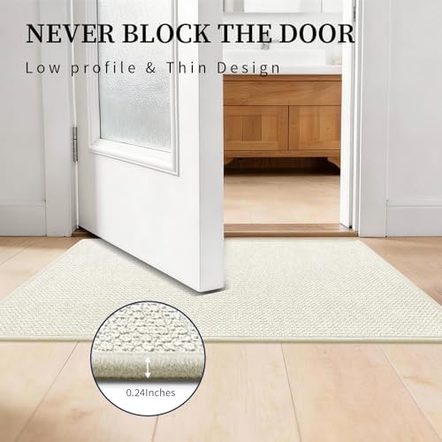 YIHOUSE Beige Bathroom Rugs Sets 5 Piece, Quick Dry Thin Bath Mat with Toilet Rug, Non Slip Absorbent Machine Washable, Bath Runner Rugs for Bathtub Sink Home Decor - Image 6