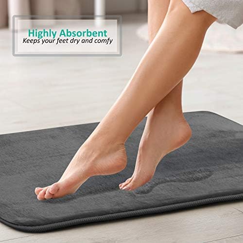 Clara Clark 2 Piece Bathroom Rugs, Velvet Memory Foam Bath Mat Set, Non-Slip Bath Rugs, Machine Wash, Dries Quickly, Ultra Soft Plush Bath Mats for Bathroom, 17 x 24 + Contour, Dark Grey - Image 7
