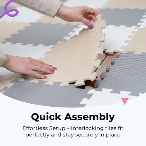 MioTetto Baby Play Mat, Soft Foam Floor Tiles for Kids. Adjustable Interlocking Foam Tiles, Fits with 74x74 Playpen Baby mat for Crawling & Development, Safe & Non-Toxic Playmat for Babies 6-12 Months - Image 6