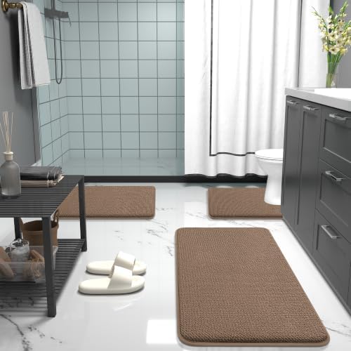 OLANLY Memory Foam Bathroom Runner Rugs 59x20, Absorbent Long Mat, Mocha - Image 7