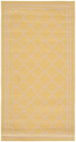 SAFAVIEH Courtyard Collection 4' x 5'7" Gold/Beige CY6918 Trellis Indoor/ Outside Waterproof Easy cleansingPatio Backyard Mudroom Area Mat - Image 2