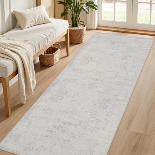 2'6''x14' Hallway Washable Runner Rug:Kitchen Carpet Neutral Cream - Image 2