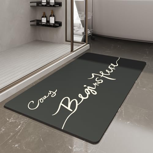 MontVoo Bath Mat-Bath Mat Rug Non Slip Super Absorbent Stain Resistant Quick Dry Thin Bathroom Rug-Bath Mats for Bathroom Floor Bathtub Vanity-Bathmat Bath Rug Easy Care-17"x35",Black by MontVoo