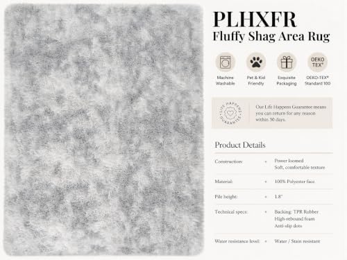 PLHXFR 8x10 Area Rugs Living Room: Fluffy Bedroom Shag Rug Light Grey - Image 4