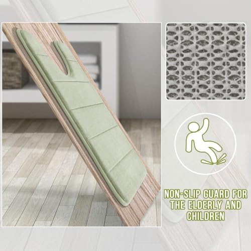 Yimobra Memory Foam Toilet Bath Mat U-Shaped, Soft and Comfortable, Super Water Absorption, Non-Slip, Thick, Machine Wash & Easier to Dry for Bathroom Commode Contour Rug, 24 X 20 Inches, Sage Green - Image 4
