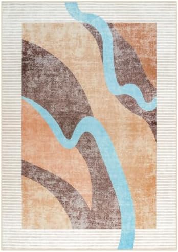 Ompaa Living Room Rug 5x8 Orange Area Rug Machine Washable Rug Non Slip Indoor Large Rugs for Bedroom, Classroom, College Dorm, Farmhouse, Dining Room, Kids Playroom - Image 7