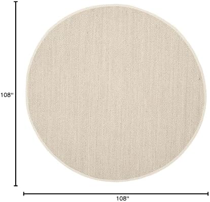 SAFAVIEH Natural Fiber Round Rug 9' Textured, Marble & Beige NF143C - Image 2