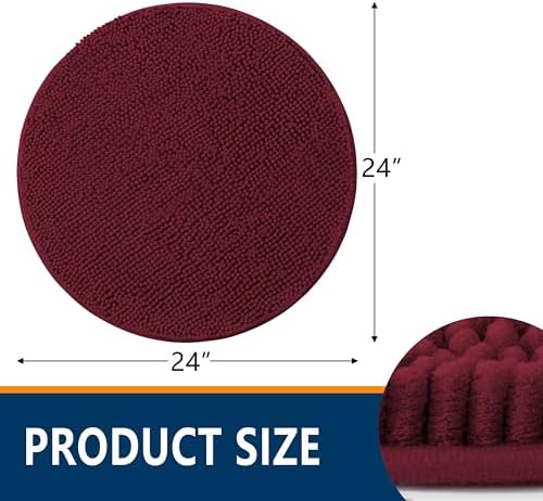 Smiry Round Bathroom Rugs 24X24, Chenille Extra Soft Absorbent Bath Mat - Image 2