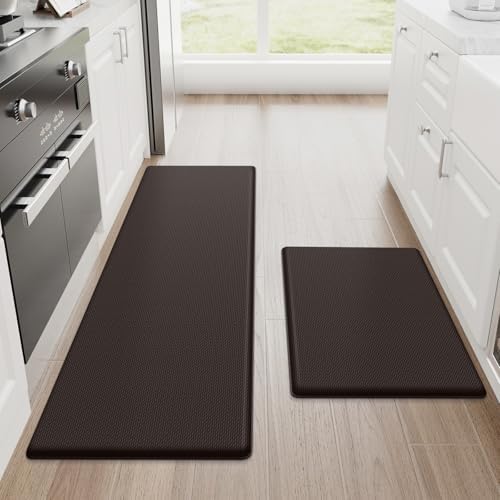StepRite Kitchen Mats for Floor, 2-Piece Anti-Fatigue Rugs, Chocolate by Bringcushiontoyourlife