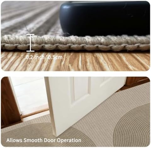 Non-Slip Jute Rug for Entryway: 3x5 Outdoor Mat - Taupe Curve Pattern - Image 6