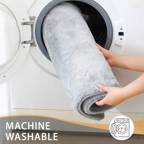 MINIDEAR Bathroom Rugs 60x20 Light Gray - Thick Memory Foam Bath Mat, Ultra Soft & Plush Fluffy, Non-Slip, Quick Dry, Absorbent Washable Floor Microfiber Mat for Tub, Home Decor Accessories - Image 5