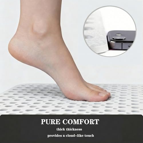 Nonslip Bath Tub Shower Mat with Suction Cups, Extra Soft TPE Bath Mat for Kids, Bathtub Bathroom Mats, Machine Washable, Smooth/Non-Textured Tubs Only, 30L x 17W Inch(White) - Image 4