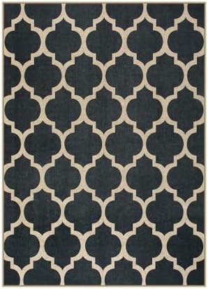 Lahome Moroccan Outdoor Rug 5x7, Easy Jute Black Washable Rugs for Patio Living Room, Geometric Trellis Woven Area Rug Non Slip for Backyard, Thin Non Shedding Farmhouse Carpet for Bedroom - Image 2