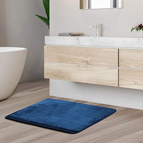 Clara Clark Bathroom Rugs, Velvet Memory Foam Bath Mat, Non-Slip, Machine Washable Bath Rugs - Dries Quickly, Ultra Soft Plush Bath Mats for Bathroom, 17 x 24, Royal Blue - Image 2