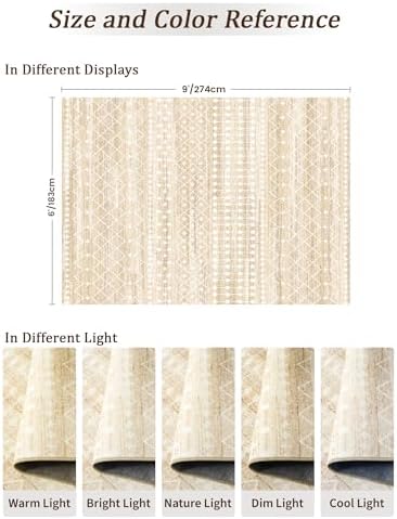 Miukiki 6x9 Area Rug Washable Non Slip Rug for Living Room Beige - Image 2
