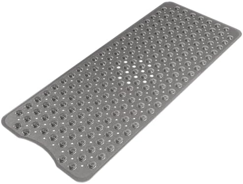 AmazerBath Shower Mat Non Slip 40 x 16 Inches, Shower Stall Mats with Suction Cups and Drain Holes, Non Slip Bath Mat for Tub for Elderly & Kids, Clear Black by AmazerBath