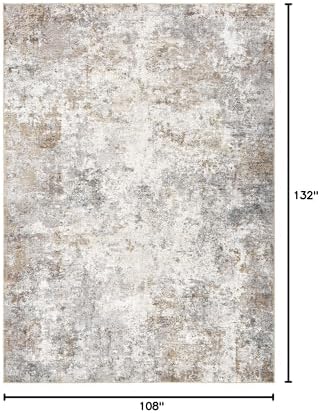 UERMEI 9x13 Area Rug Living Room Rugs Washable Neutral Brown Grey Carpet - Image 2