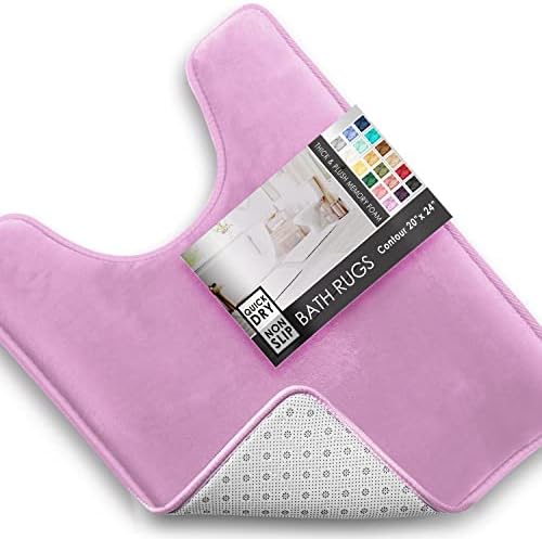 Clara Clark Bathroom Rugs, Velvet Memory Foam Bath Mat, Non-Slip, Machine Washable Bath Rugs - Dries Quickly, Ultra Soft Plush Bath Mats for Bathroom, 20 x 24, Lavender Dream by ClaraClark