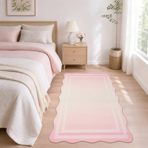 Washable 3x5 Rug, Soft Non Slip Ombre Pink Rugs for Bedroom Girls - Image 6
