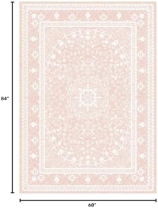 Lessymo Washable Area Rug 5 x 7 for Living Room, Soft Bedroom Rug, Pink - Image 2