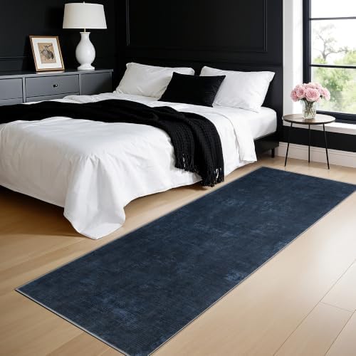 2.7x6 Washable Runner Rugs, Navy Blue Stainproof Non-Slip for Hallway - Image 3
