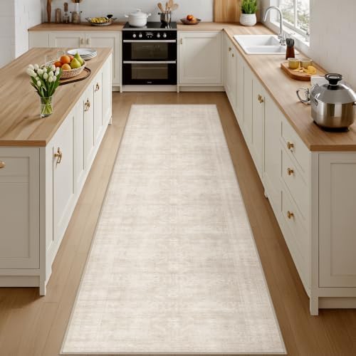 2x10 Hallway Washable Runner Rug: Neutral Kitchen Carpet Beige by Luxturiy