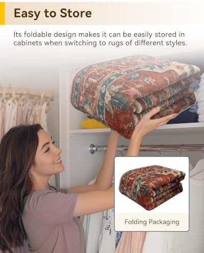 RELEANY Washable Area Rug, Runner 3'x10', Red/Orange/Blue/Brown - Image 7