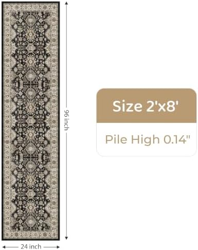Black Hallway Runner Rug: Washable 2x8 Rugs for Kitchen Bedroom Non Slip - Image 2