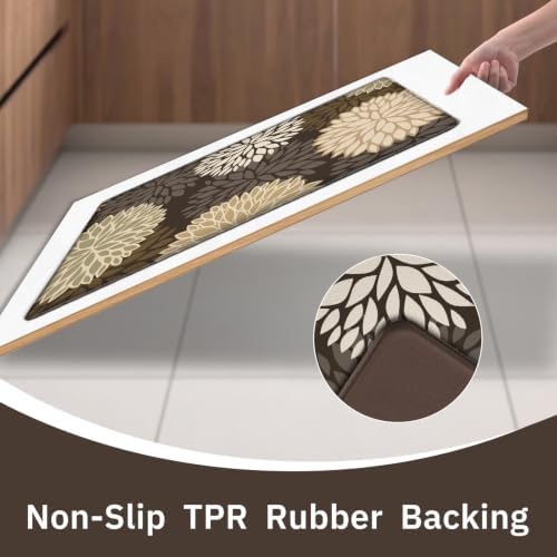 Kitchen Mats Set of 2 Cushioned Anti Fatigue Kitchen Rugs Non Slip Waterproof Runner Memory Foam Kitchen Floor Mat Comfort Standing Mat for Sink, Office, Laundry, Drak Brown - Image 5