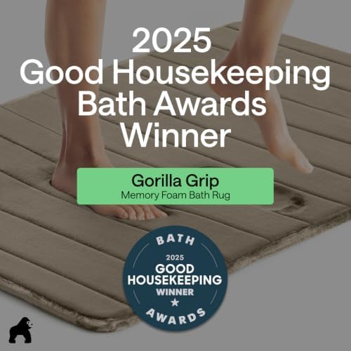 GORILLA GRIP Absorbent Memory Foam Bath and Shower Mat, 36x24 Taupe - Image 6