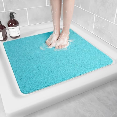 Hargiis Non-Slip Bathtub Mat, Anti Slip Shower Mat, Fast Drying Bathtub Mats, Foot Scrubber Mat, Anti Slip Mat for Tub, Floor, Bathroom, Kitchen, Home, Hotel (Turquoise Blue 24"×24") by Hargiis