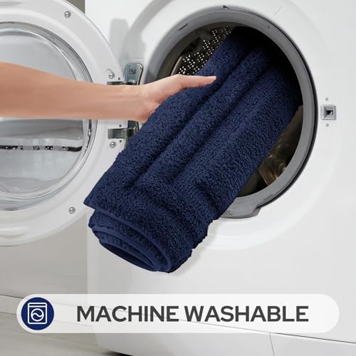 HOMEIDEAS Navy Blue Bathroom Rugs Set of 3, Non Slip Bath Runners - Image 6