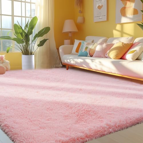 Topmaxcs Pink 5x7 Fluffy Area Rugs: Furry Cute Bedroom Rugs by TOPMAXCS