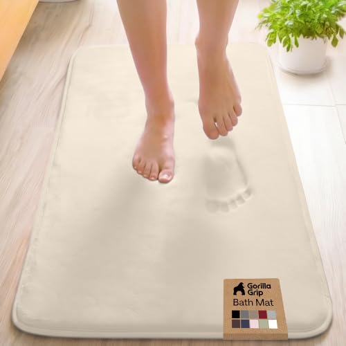 GORILLA GRIP® Memory Foam Bath Rug for Bathroom, 42x24 Cream by GorillaGrip