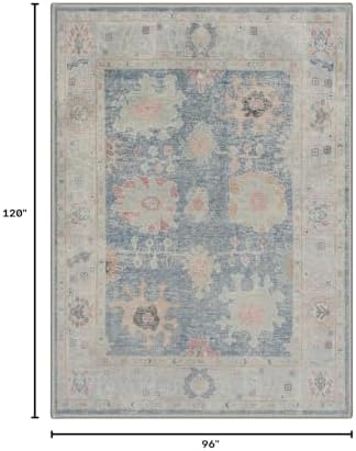 Bavni 8X10 Living Room Area Rug, Boho Vintage Floral Washable Non Slip - Image 2