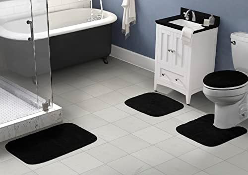 Garland Rug Traditional Nylon Washable Black 4 Piece Set - Lid, Contour, 2 Bath Rugs - Soft, Absorbent, and Stylish for Your Bathroom - Image 2