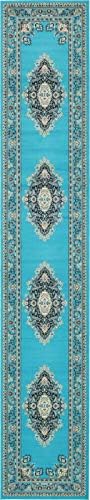 Unique Loom Reza Collection Traditional Persian Style Area Rug, 3 ft x 16 ft 5 in, Turquoise/Ivory - Image 3