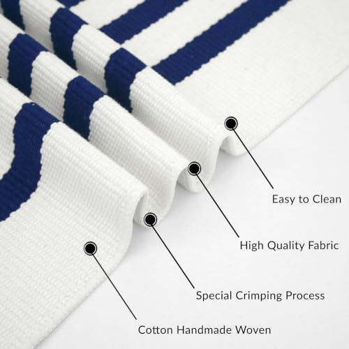 IOHOUZE 2.3x3.6 Striped Outdoor Doormat, Washable Door Rug, Navy White - Image 6