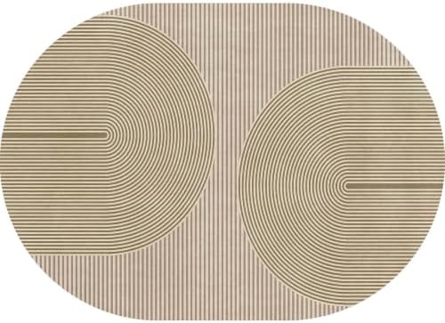 Easy Jute Rug for Pet Homes: 5x8 Oval Outdoor Rugs - Geometric Arch Pattern by Arvenchy